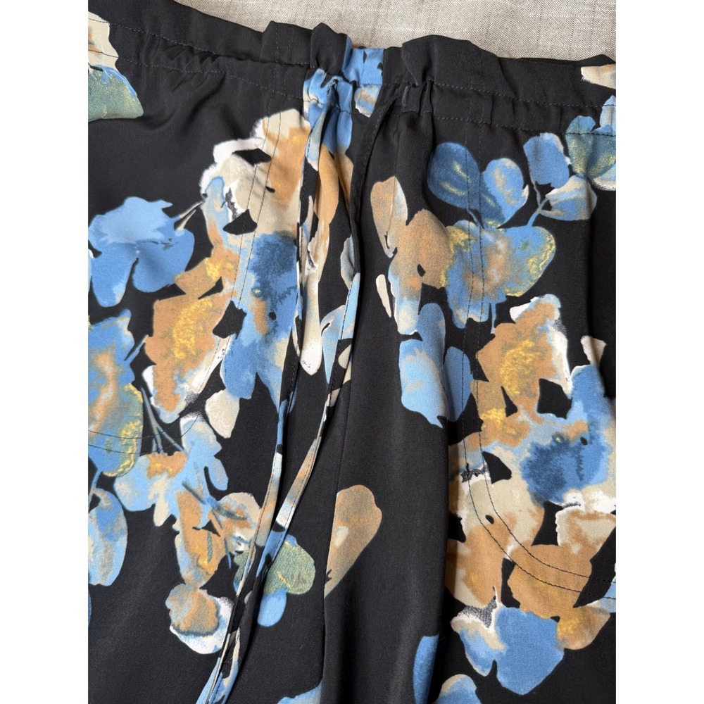 Jules & Leopold Floral Wide Leg Pull On Crop Pants Black Blue CHU24829 Small - Picture 4 of 10